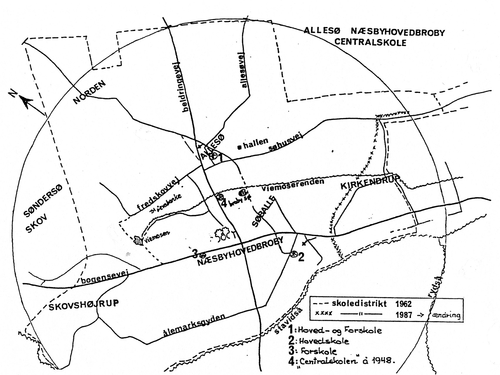 Kort over Allesø-Næsbyhovedbroby-Centralskole
